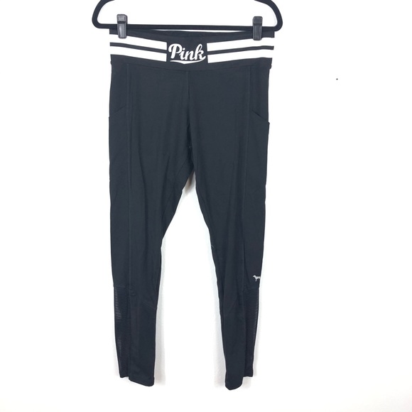 PINK Victoria's Secret Pants - VICTORIA SECRET PINK black 7/8ths leggings R4